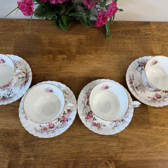 Royal Albert Lavender Rose Teacup and Saucer Set of 4 Vintage Bone China Floral - Picture 12 of 12